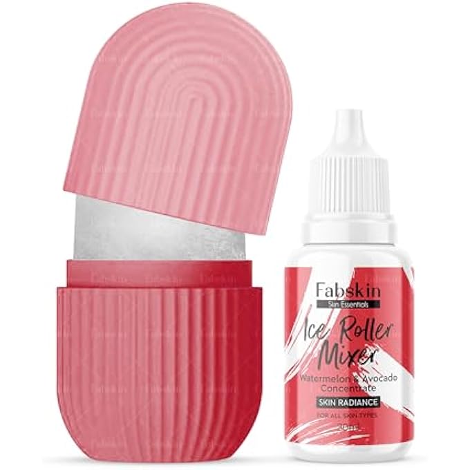 Fabskin ICE ROLLER FOR FACE, NECK AND BODY | ICE ROLLER FOR FACE MASSAGER | FACE ICE ROLLER FOR MEN & WOMEN | ICE CUBE FACIAL ROLLER KIT | FOR SKIN MOISTURIZING & SOOTHING (RED) - Image 1